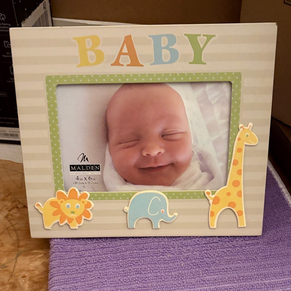 Malden Baby Photo Frame - Cream with Multicolor Accents